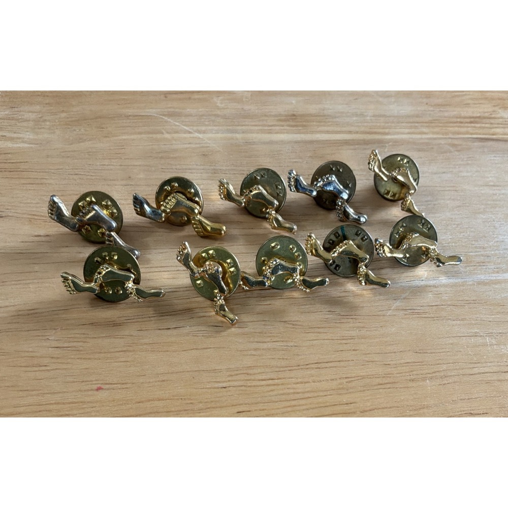 Footprints In The Sand Religious Christian Lapel Pin Lot Of 10 Gold Silver Tone